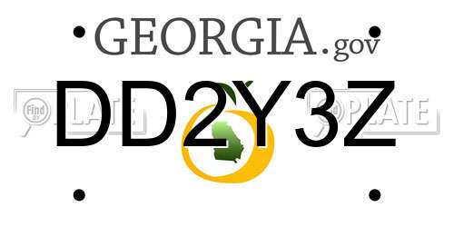 DD2Y3Z Georgia License Plate