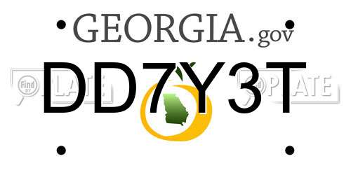 DD7Y3T Georgia License Plate