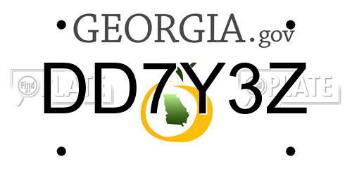 DD7Y3Z Georgia License Plate