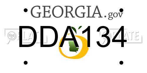 DDA134 Georgia License Plate