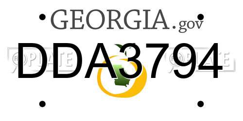 DDA3794 Georgia License Plate