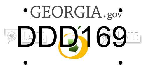 DDD169 Georgia License Plate