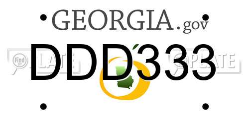 DDD333 Georgia License Plate