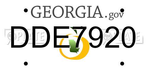 DDE7920 Georgia License Plate