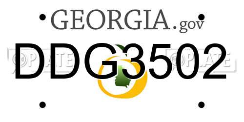 DDG3502 Georgia License Plate