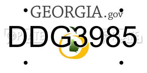 DDG3985 Georgia License Plate