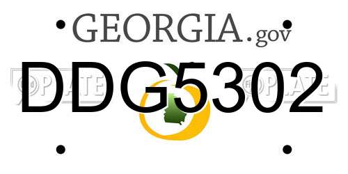 DDG5302 Georgia License Plate