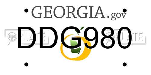 DDG980 Georgia License Plate