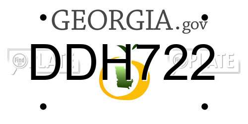 DDH722 Georgia License Plate