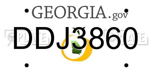 DDJ3860 Georgia License Plate
