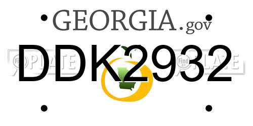 DDK2932 Georgia License Plate