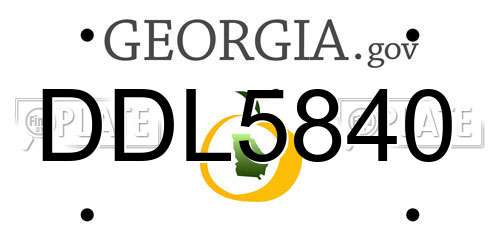 DDL5840 Georgia License Plate