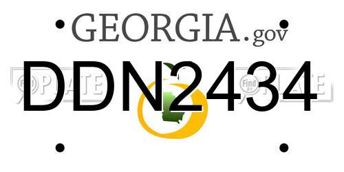 DDN2434 Georgia License Plate