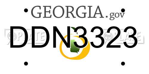 DDN3323 Georgia License Plate