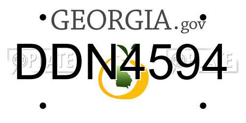 DDN4594 Georgia License Plate