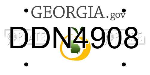 DDN4908 Georgia License Plate