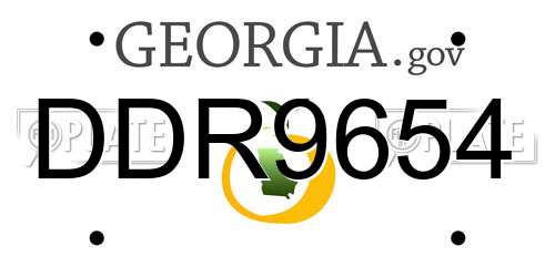 DDR9654 Georgia License Plate