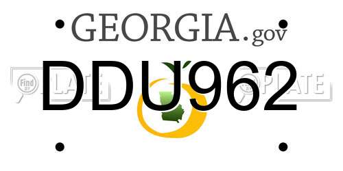 DDU962 Georgia License Plate