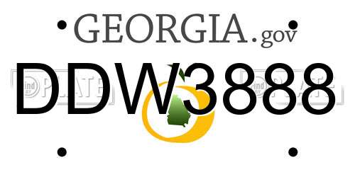 DDW3888 Georgia License Plate