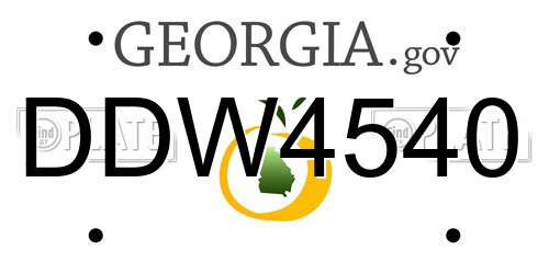 DDW4540 Georgia License Plate