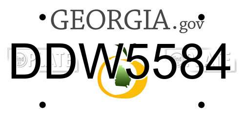 DDW5584 Georgia License Plate