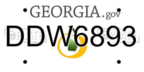 DDW6893 Georgia License Plate