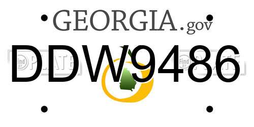 DDW9486 Georgia License Plate
