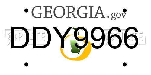 DDY9966 Georgia License Plate