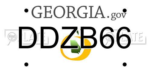 DDZB66 Georgia License Plate