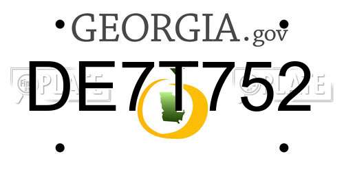 DE7T752 Georgia License Plate