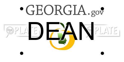 DEAN Georgia License Plate
