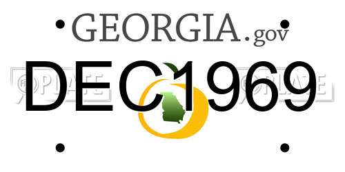 DEC1969 Georgia License Plate