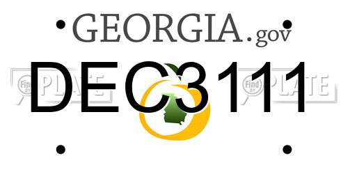 DEC3111 Georgia License Plate