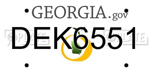DEK6551 Georgia License Plate