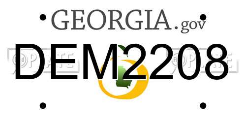 DEM2208 Georgia License Plate