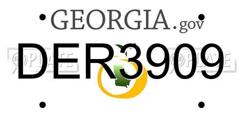 DER3909 Georgia License Plate