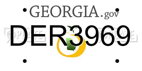 DER3969 Georgia License Plate