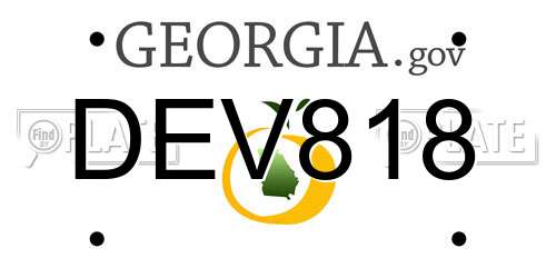DEV818 Georgia License Plate