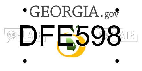 DFE598 Georgia License Plate