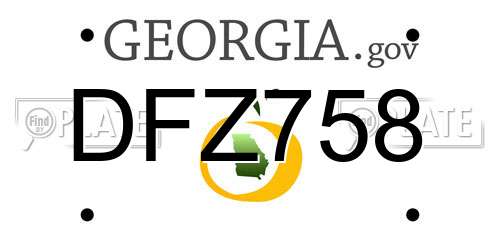 DFZ758 Georgia License Plate