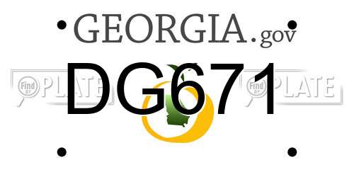 DG671 Georgia License Plate