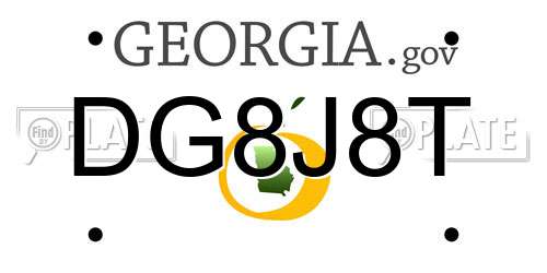 DG8J8T Georgia License Plate