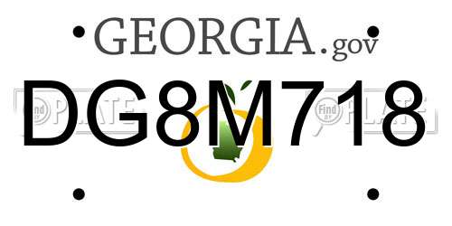 DG8M718 Georgia License Plate