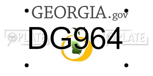 DG964 Georgia License Plate