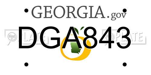 DGA843 Georgia License Plate