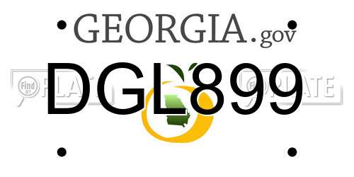 DGL899 Georgia License Plate