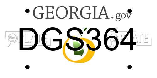 DGS364 Georgia License Plate