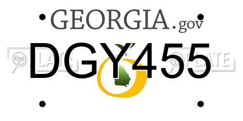 DGY455 Georgia License Plate