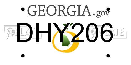 DHY206 Georgia License Plate