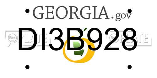 DI3B928 Georgia License Plate